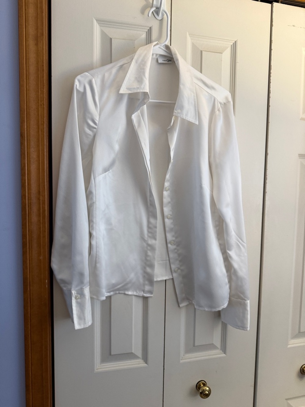 East 5th White Satin Button-Up Blouse